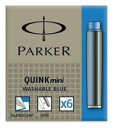 Naboje do pióra Parker mini niebieski zmywalne 6sz