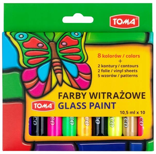 Farby witrażowe 10 kol. 10,5 ml TOMA