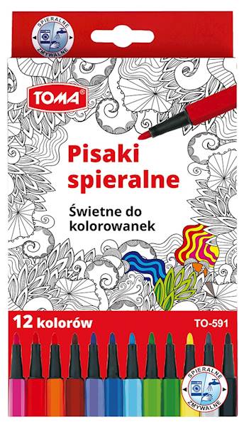 Pisaki flamastry spieralne 12 kolorów TOMA