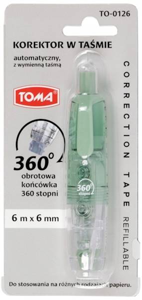 Korektor w taśmie TOMA w pisaku TO-126 zielona