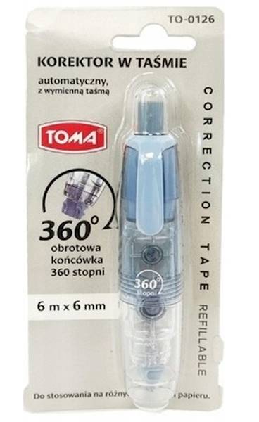 Korektor w taśmie TOMA w pisaku TO-126 niebieska