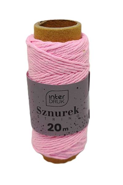 Sznurek na szpulce 20m SATIN GOLD różowy