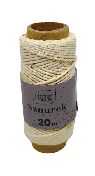 Sznurek na szpulce 20m SATIN GOLD kremowy