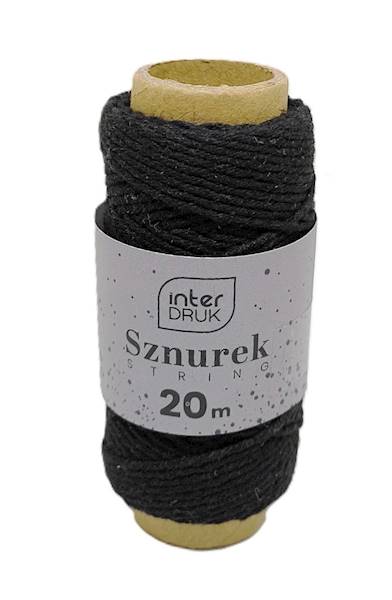 Sznurek na szpulce 20m SATIN GOLD czarny