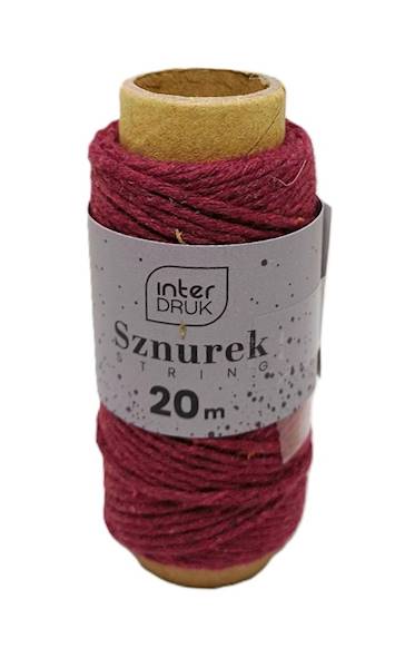 Sznurek na szpulce 20m SATIN GOLD bordowy