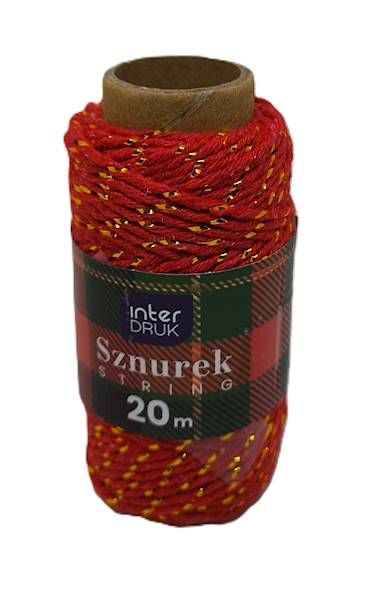 Sznurek 20m Christmas czerwono-złoty
