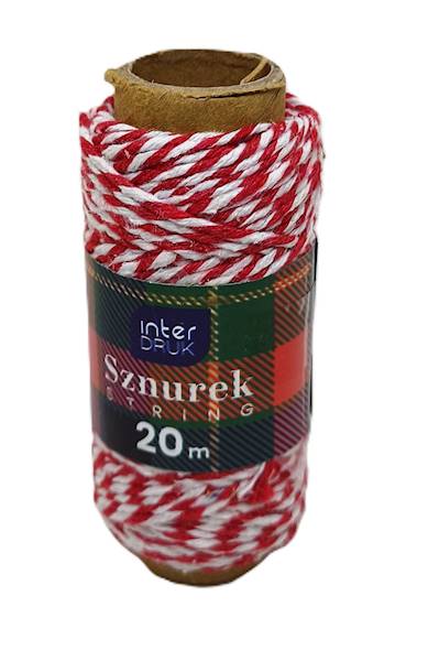 Sznurek 20m Christmas czerwono-biały