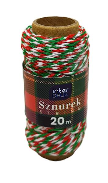 Sznurek 20m Christmas czerowno-zielono-biały