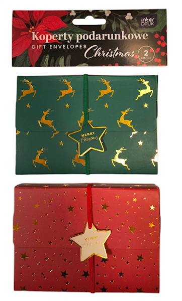 Koperty podarunkowe 2szt Christmas Renifery/Gwiazd