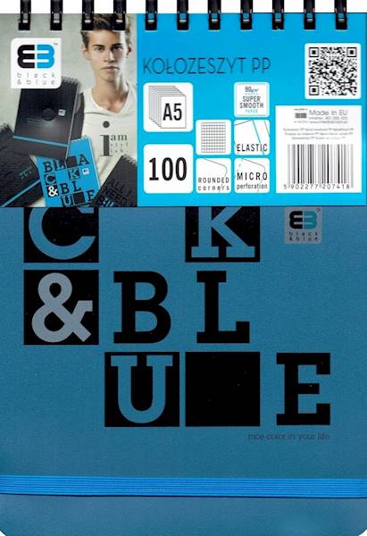 Kołozeszyt PP A5 100K # spirala po krótkim Black &