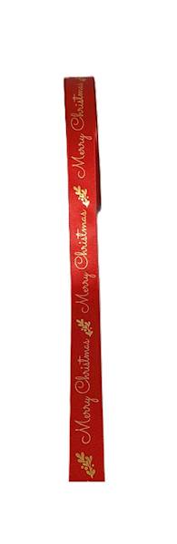 Wstążka satynowa 1,5 cm x 3 m Christmas Merry czer
