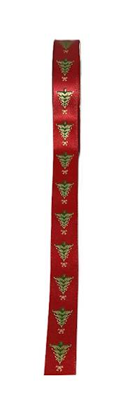 Wstążka satynowa 1,5 cm x 3 m Christmas choinki c