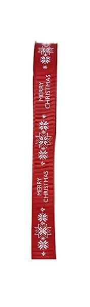 Wstążka rypsowa 1,5 cm x 3 m Christmas Merry biały
