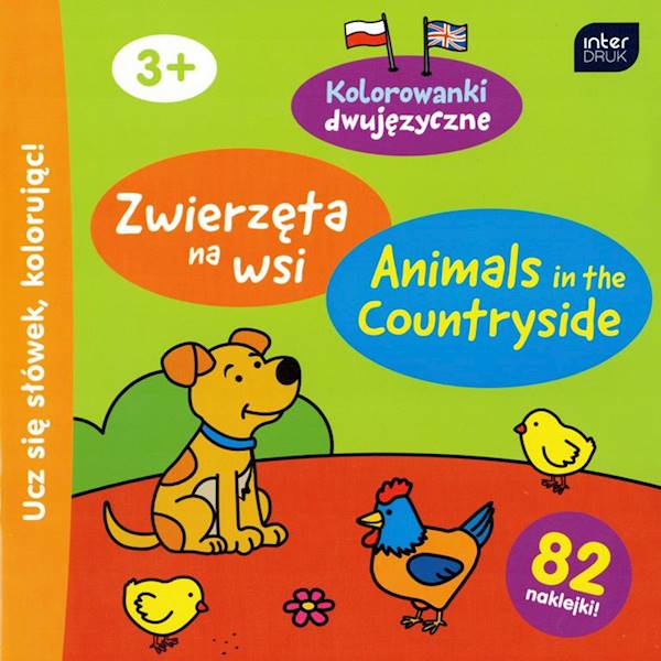 Kolorowanka z naklejkami dwujęzyczna Zwierzęta wsi