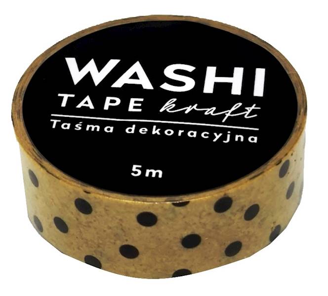 Taśma dekoracyjna WASHI 15 mm x 5 m KRAFT wzór 8