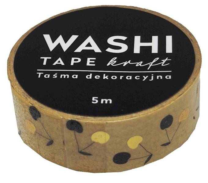 Taśma dekoracyjna WASHI 15 mm x 5 m KRAFT wzór 6