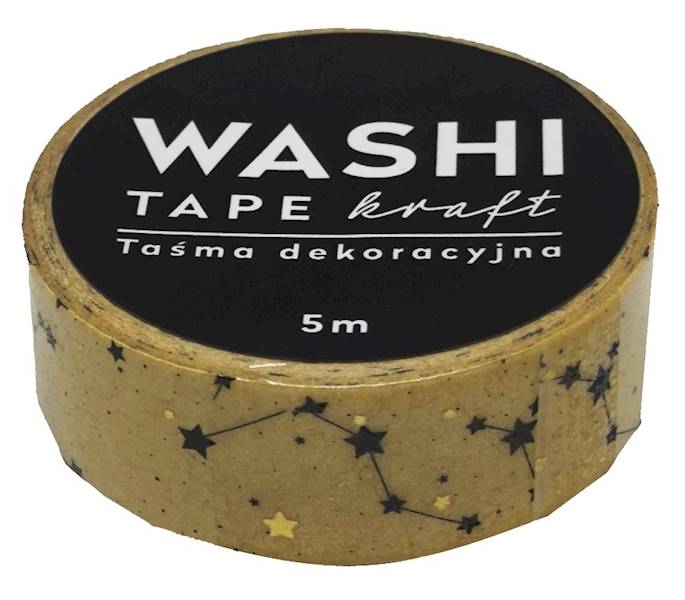 Taśma dekoracyjna WASHI 15 mm x 5 m KRAFT wzór 5