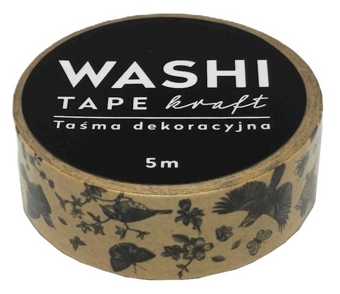 Taśma dekoracyjna WASHI 15 mm x 5 m KRAFT wzór 2