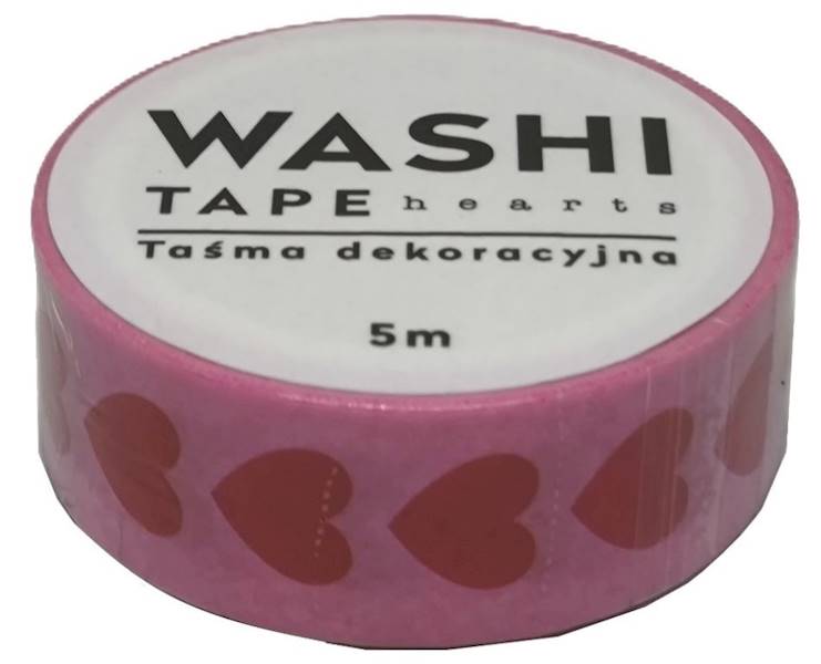 Taśma dekoracyjna WASHI 15 mm x 5 m HEARTS wzór 7