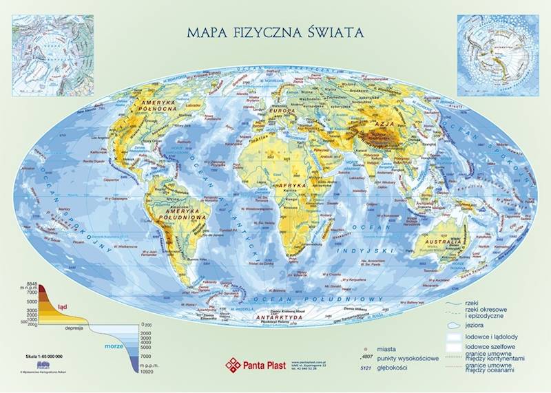 Podkład dwustronny A2 z mapą Świata Panta Plast