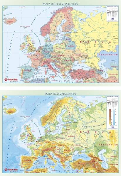 Podkład dwustronny A2 z mapą Europy Panta Plast