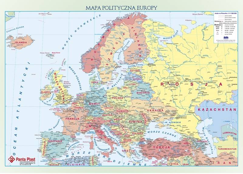 Podkład dwustronny A2 z mapą Europy Panta Plast