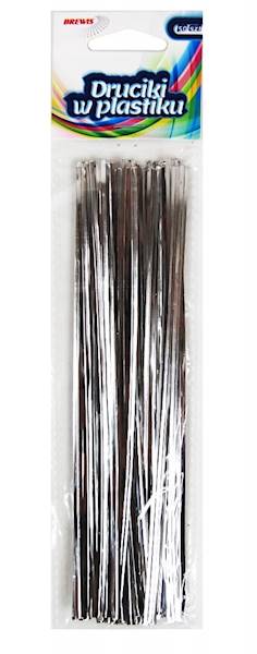 Druciki w plastiku 18cm 50szt srebrne