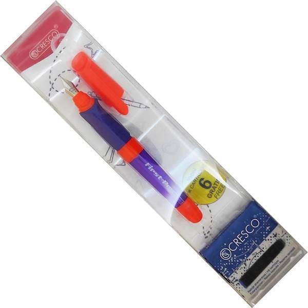 Pióro wieczne First Pen + 6 naboi fioletowo-pomara