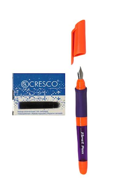 Pióro wieczne First Pen + 6 naboi fioletowo-pomara