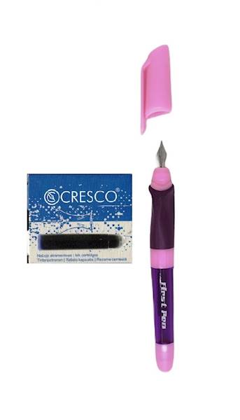 Pióro wieczne First Pen + 6 naboi różowo-fioletowe