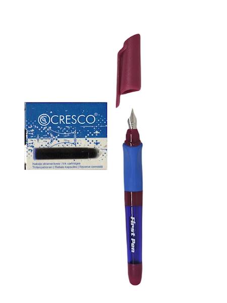 Pióro wieczne First Pen + 6 naboi buraczkowo-nieb