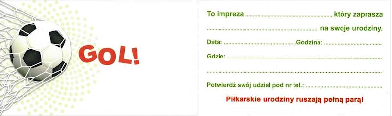 Zaproszenia POL-MAK Z_DZIE_61348 Piłka Gol!