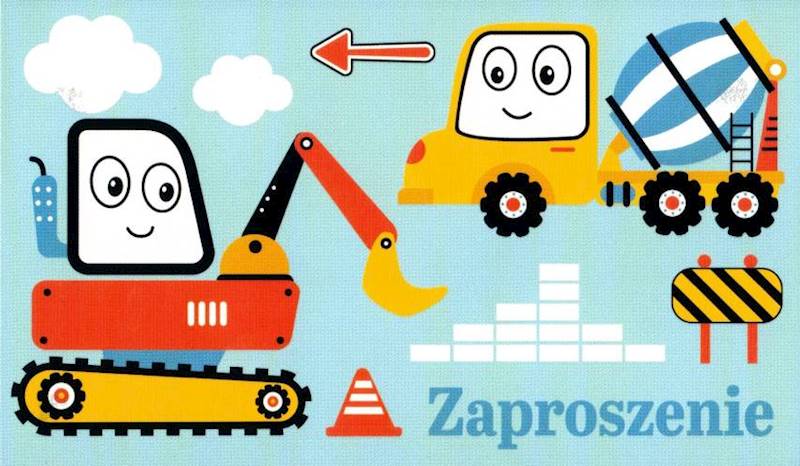 Zaproszenia POL-MAK Z_DZIE_61349 Koparka, betoniar