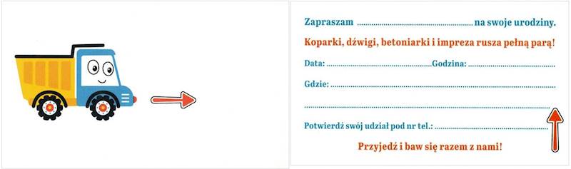 Zaproszenia POL-MAK Z_DZIE_61349 Koparka, betoniar