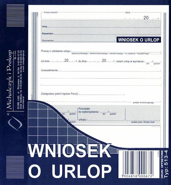 Wniosek o urlop 2/3 A5 513-4