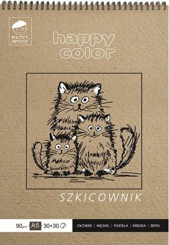 Szkicownik na spirali A5/60K 80/90g Happy Color