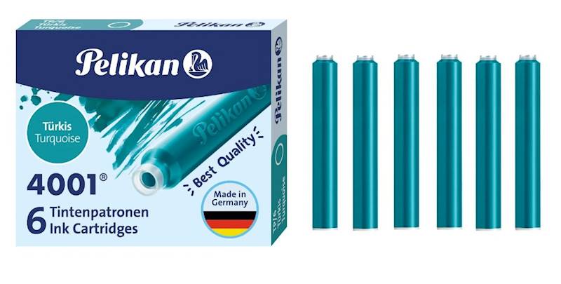 Naboje Pelikan krótkie turkusowe TP/6szt.