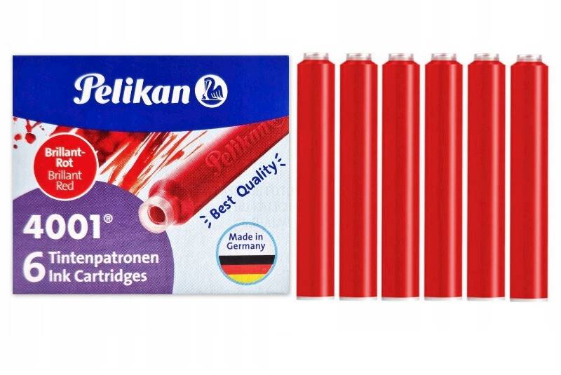 Naboje Pelikan krótkie czerwone TP/6szt.