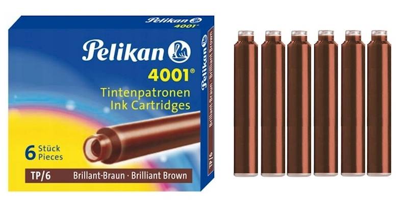 Naboje Pelikan krótkie brązowe TP/6szt.