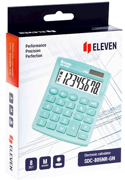 Kalkulator Eleven biurowy SDC-805NR-GN zielony
