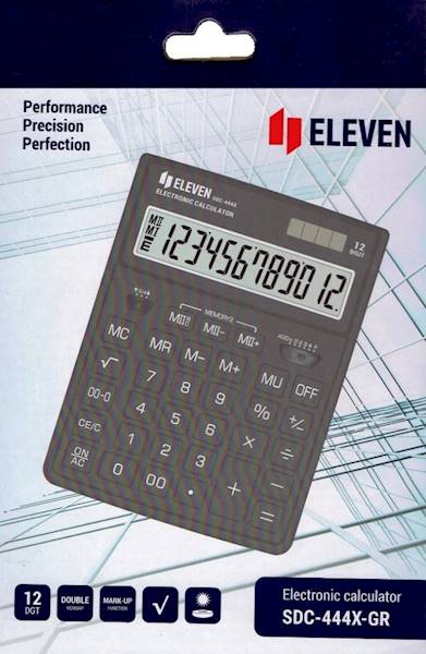 Kalkulator Eleven biurowy SDC-444X-GR szary perło