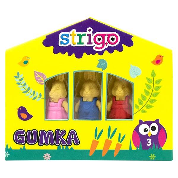 Zestaw STRIGO 3 sztuk gumek zwierzątka Króliczki