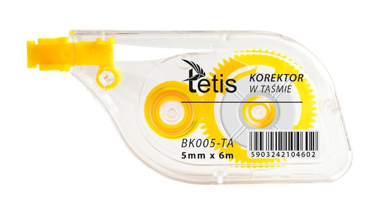 Korektor w taśmie TETIS 5mm*6m BK005 żółtym
