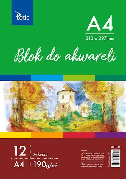 Blok do akwareli A4 12 kartek 190g