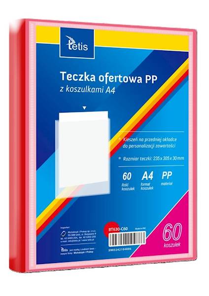 Teczka ofertowa A4 PP 60 koszulek czerwona
