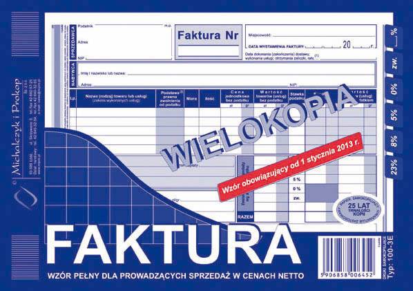Faktura A5 netto pełna pozioma Wielokopia