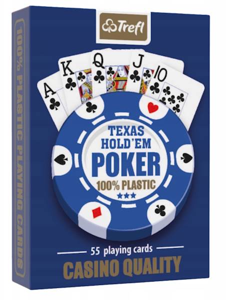 Karty do gry 55 listków Plastik Poker TREFL niebie