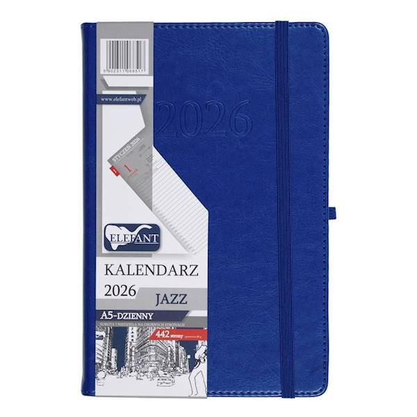Kalendarz 2026 Elefant A5 Jazz dzienny niebieski