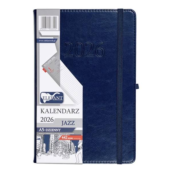 Kalendarz 2026 Elefant A5 Jazz dzienny granatowy