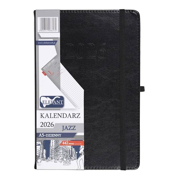 Kalendarz 2026 Elefant A5 Jazz dzienny czarny